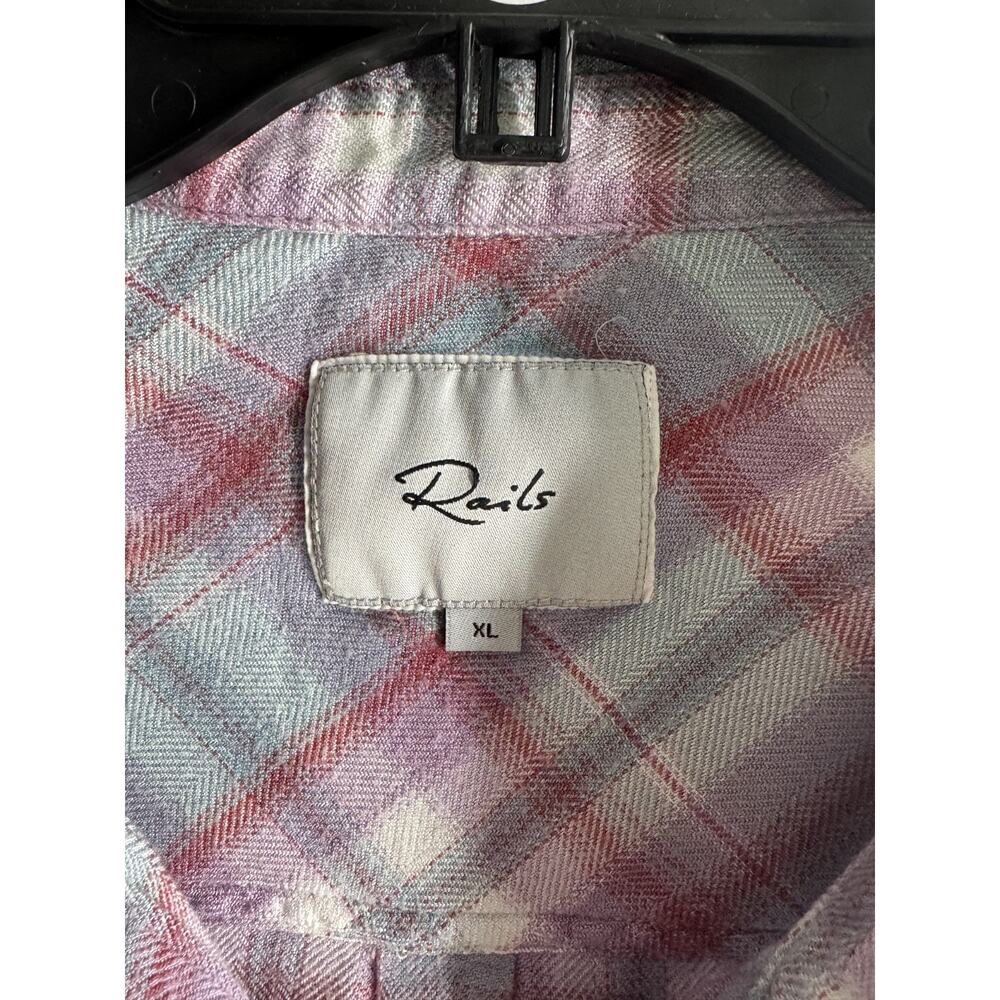 Rails Women's Teal Lavender Rose Hunter Long Sleeve Flannel Shirt Size XL - Picture 4 of 6